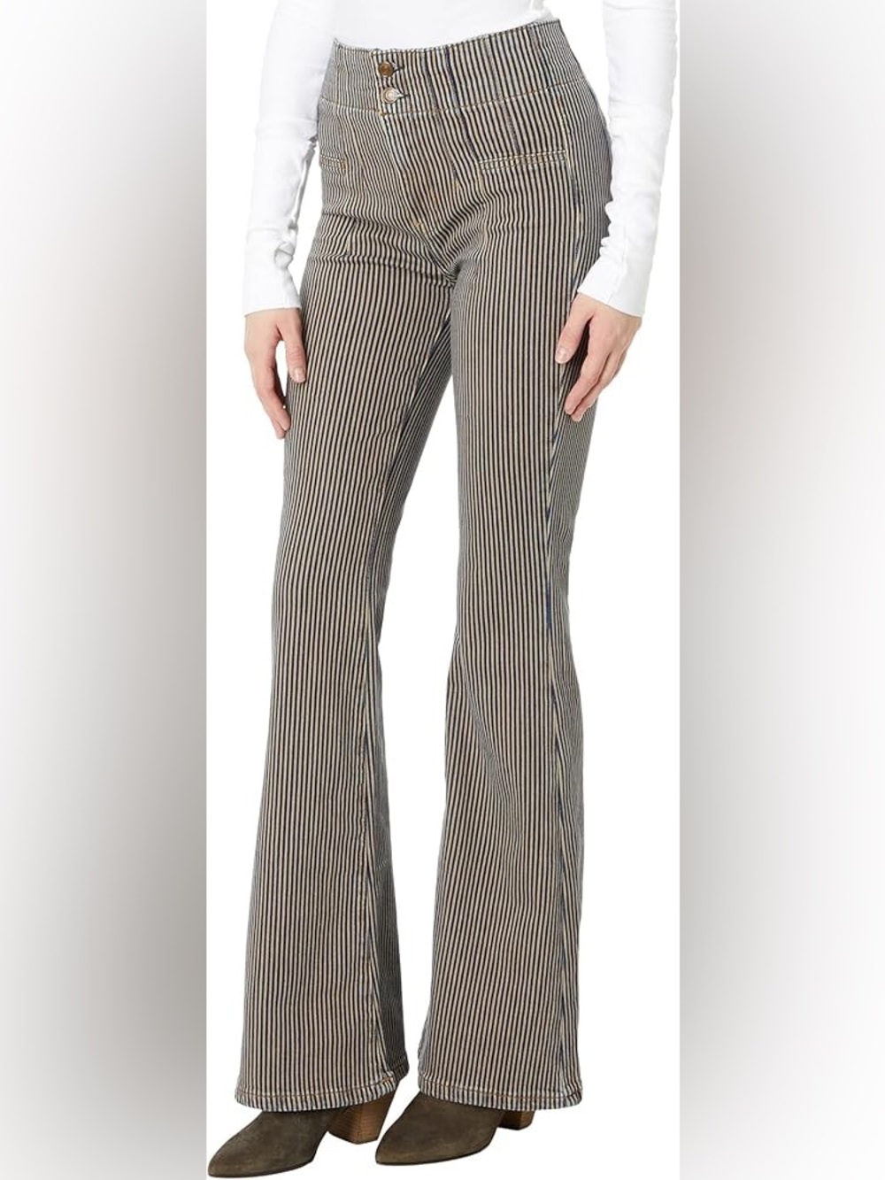 ✨ Free People We The Free Jayde Flare Railroad Stripe Jeans Size 31